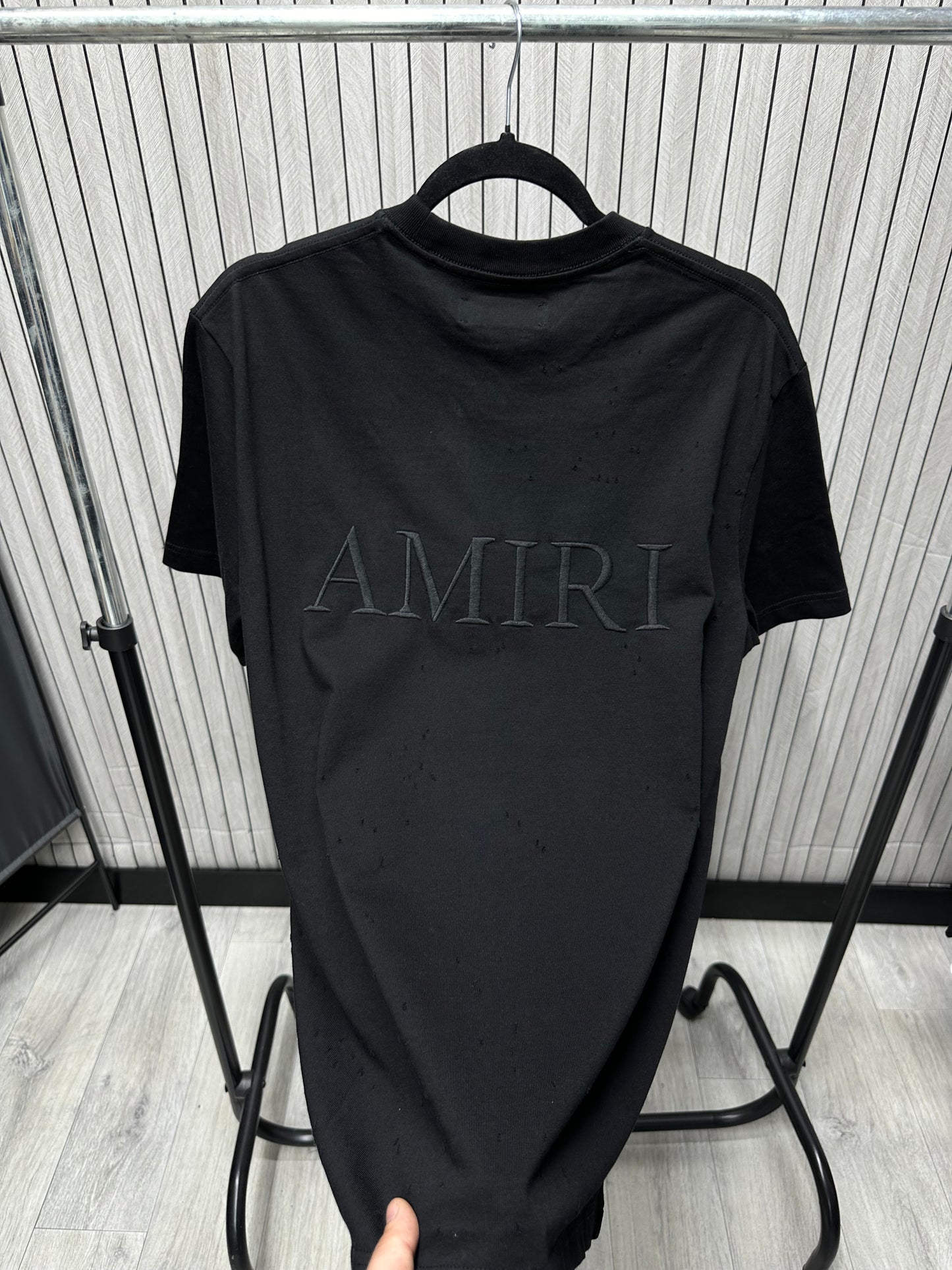 Tricou barbat RIA Black Ripped