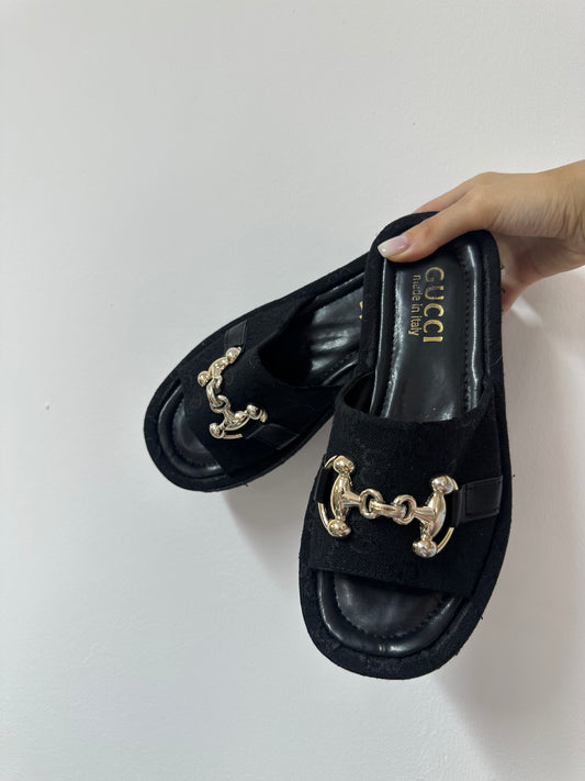 Papuci GC Negru Talpă Înaltă