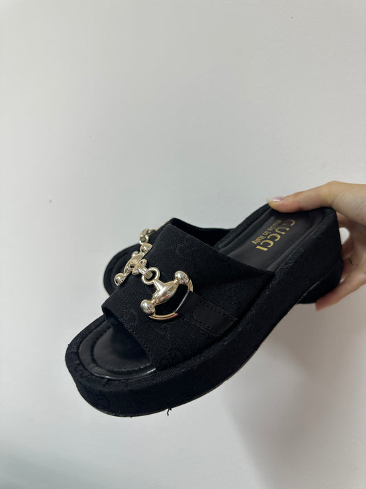 Papuci GC Negru Talpă Înaltă