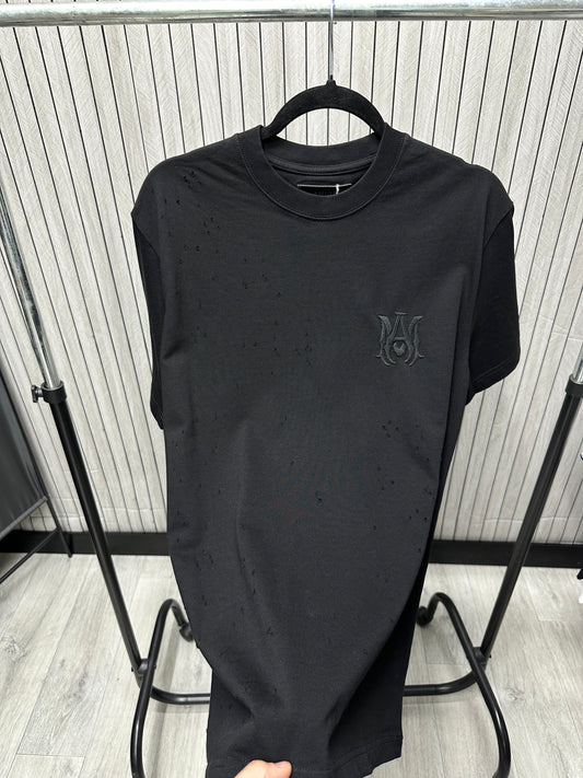 Tricou barbat RIA Black Ripped