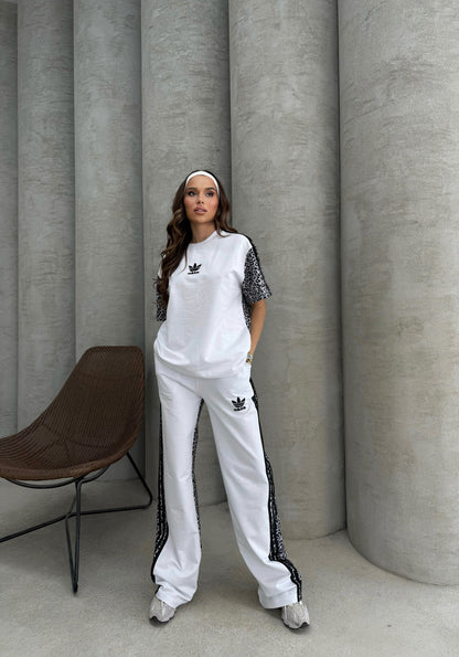 Compleu Damă Animal Print Alb Gri