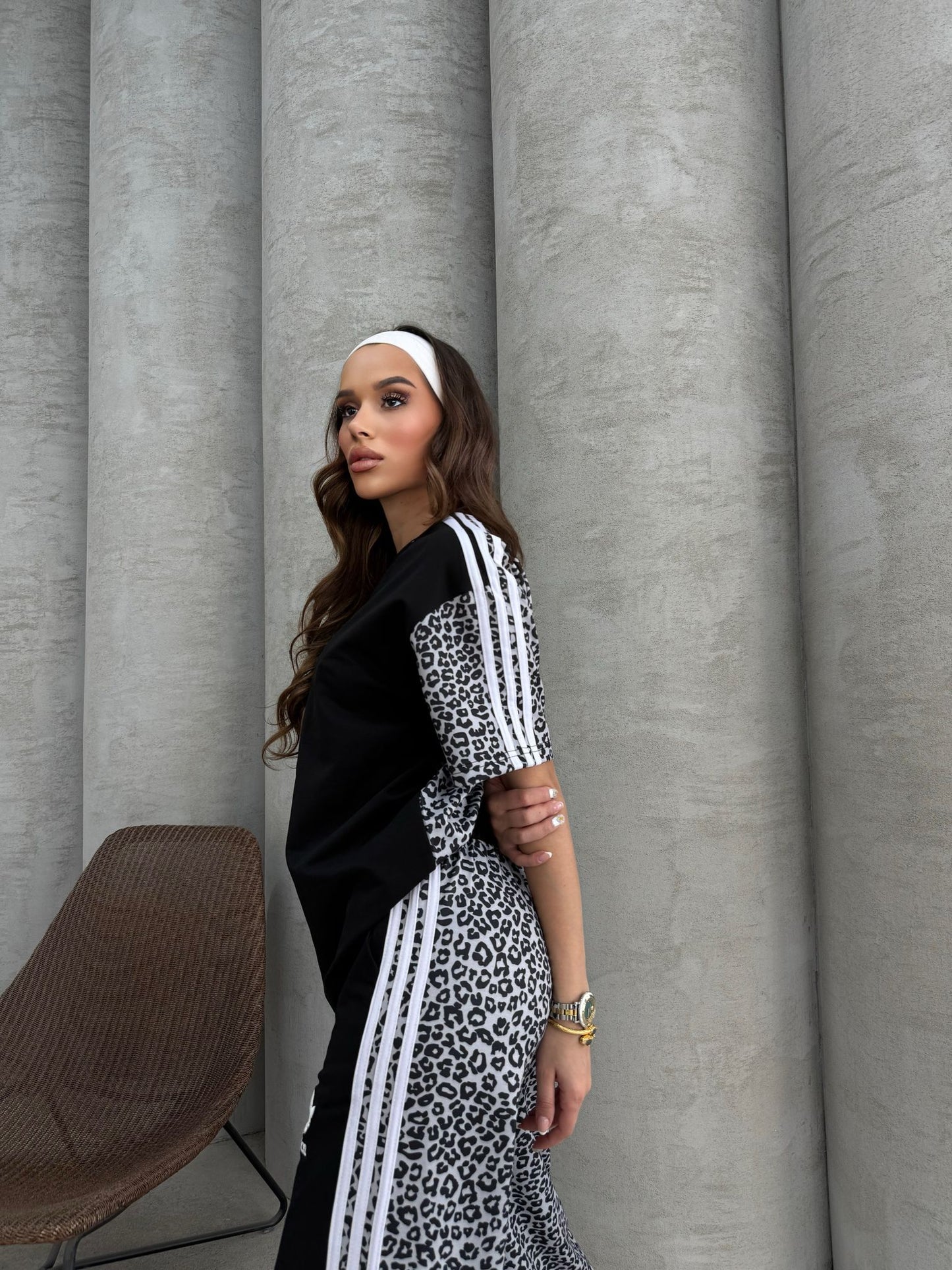 Compleu damă Animal Print Negru Alb