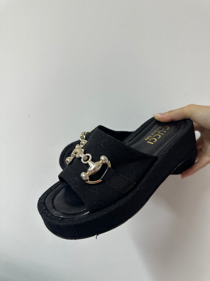 Papuci GC Negru Talpă Înaltă